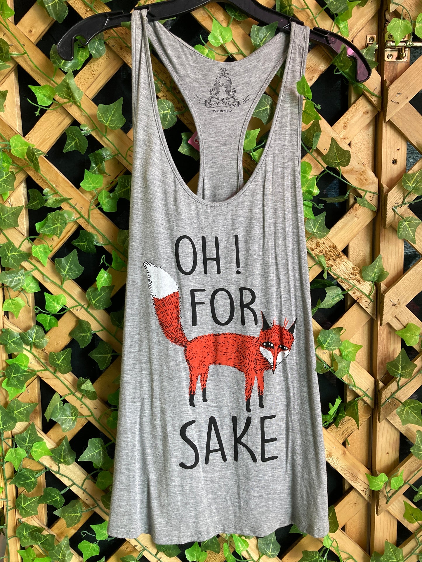 Bear Dance “Oh For “Fox” Sake” Cross Back Tank Top