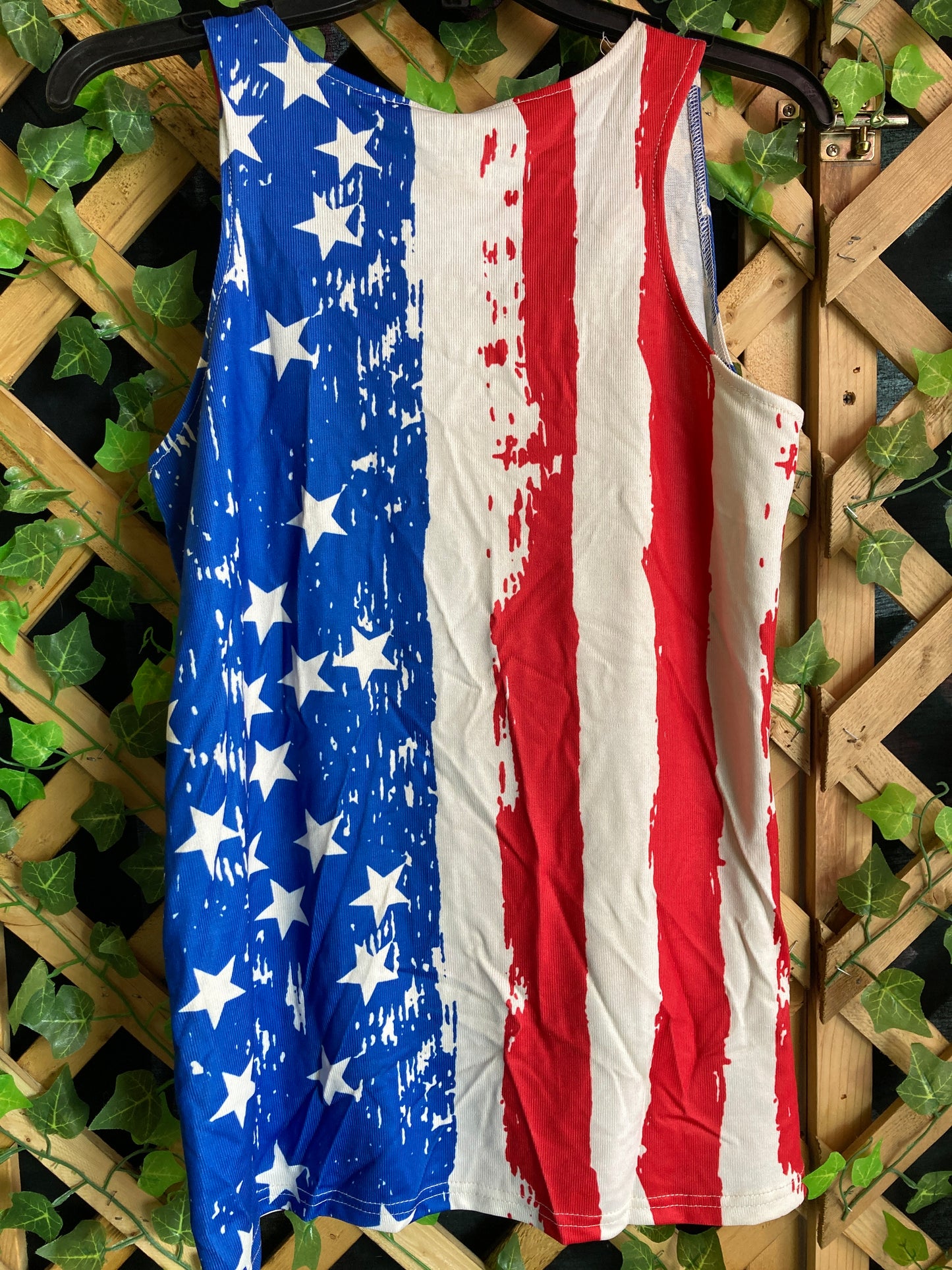 Dare Me Wear Vertical Distressed Flag Tank Top