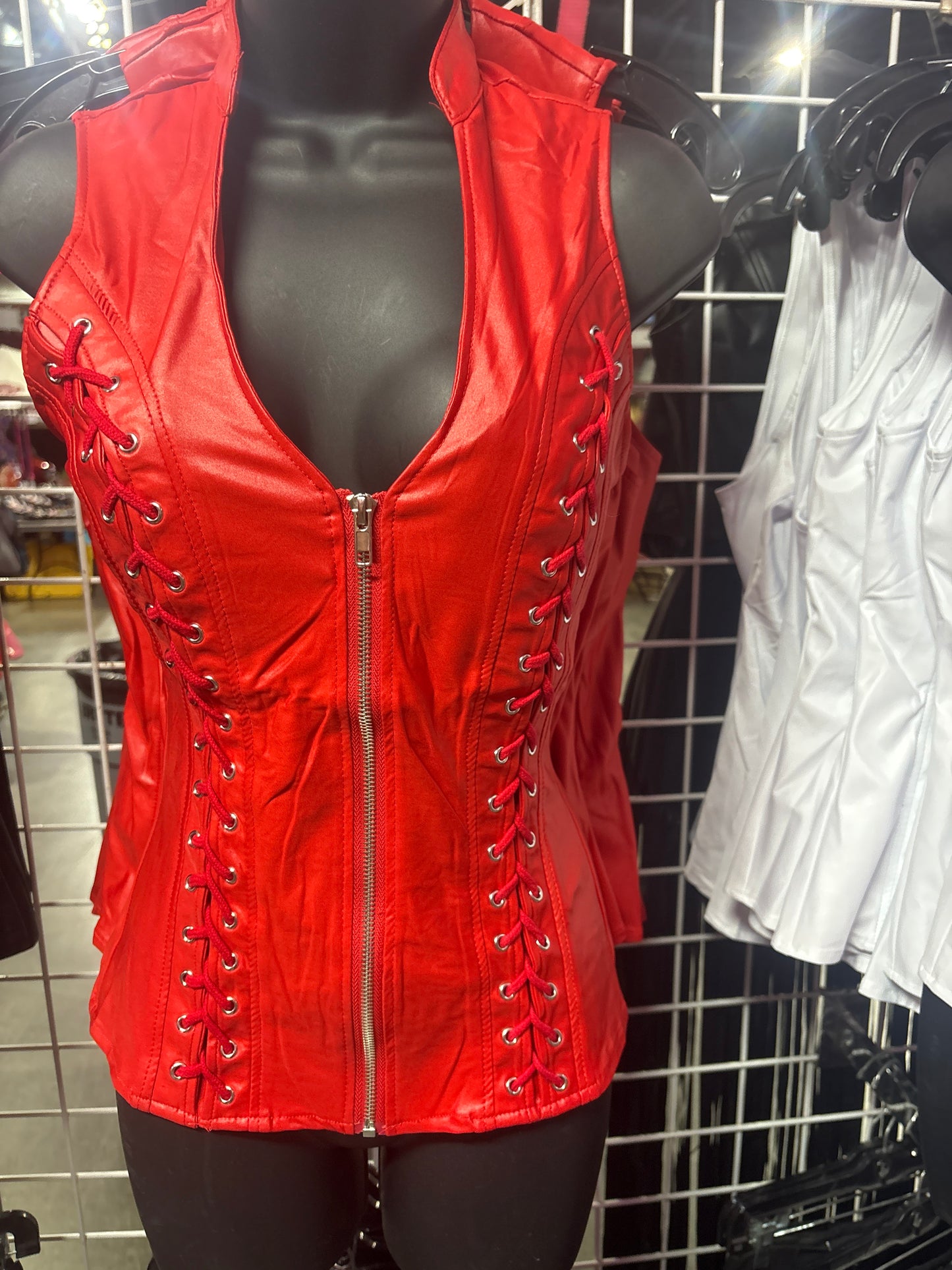 Front Zip Up Detail Corset Top