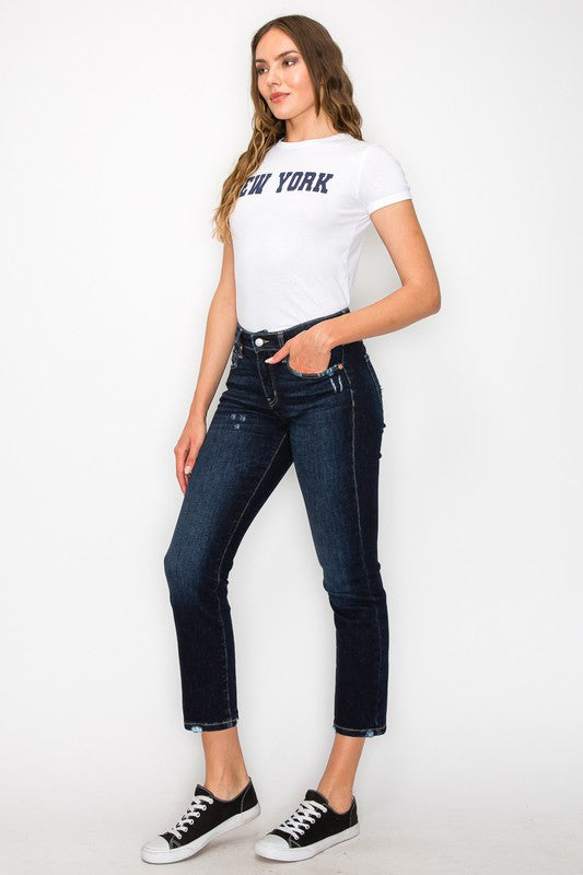 Plus Size- High Rise Skinny Straight Jeans