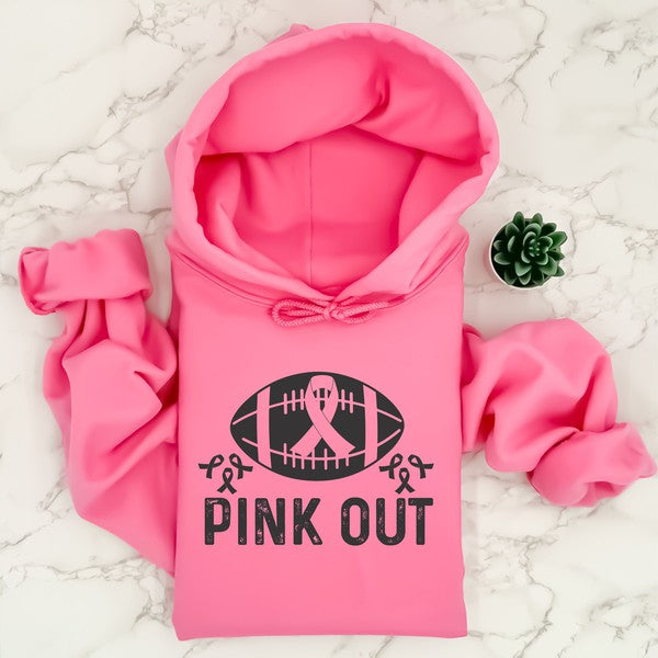 Pink Out Football Breast Cancer Pink Ribbon Hoodie
