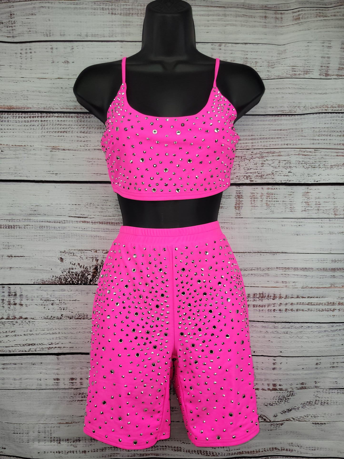 Hot & Delicious Hot Pink Rhinestone Crop Top