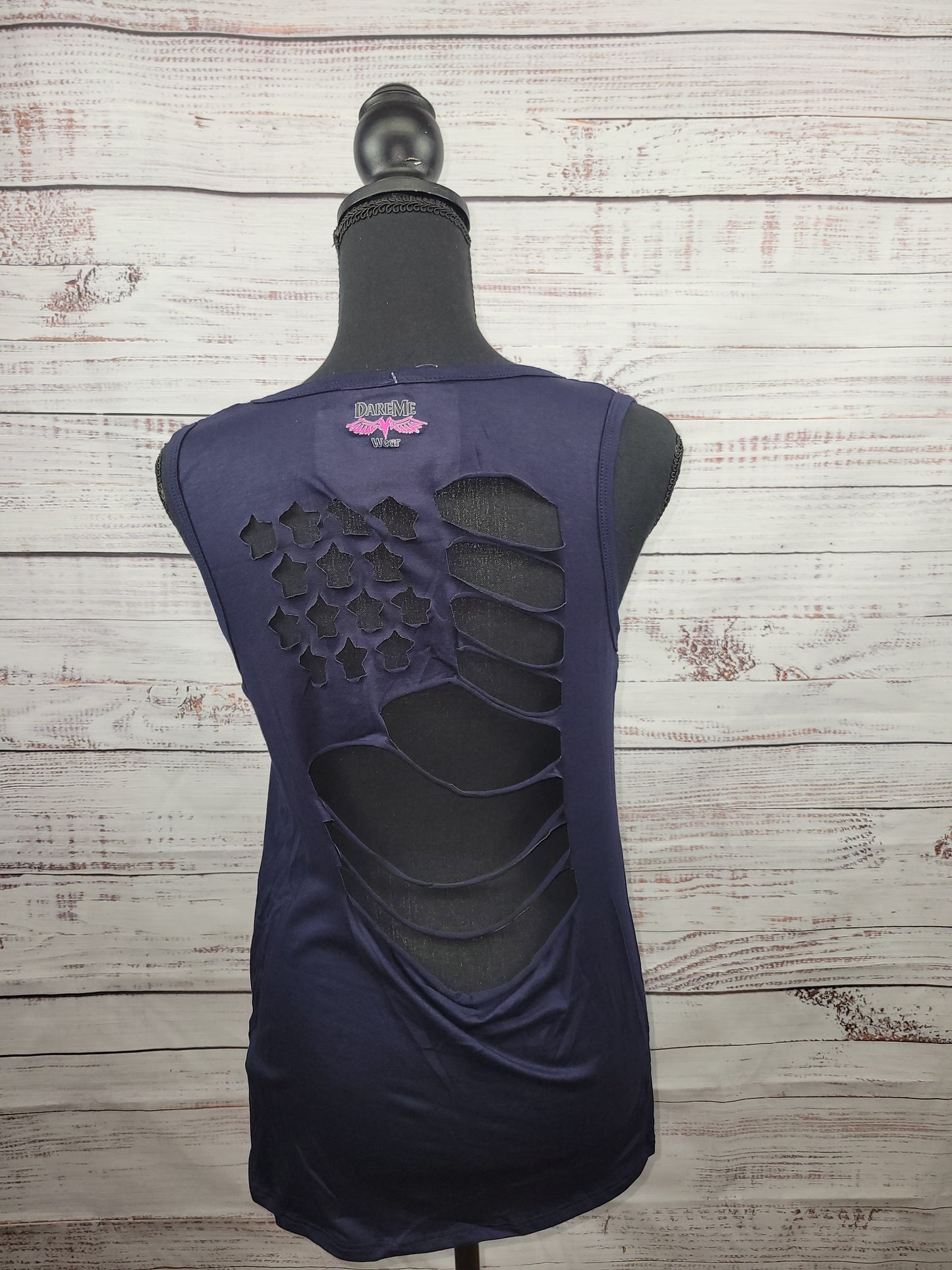 Live Free Rhinestone Tank Top With Laser Cut Flag Back