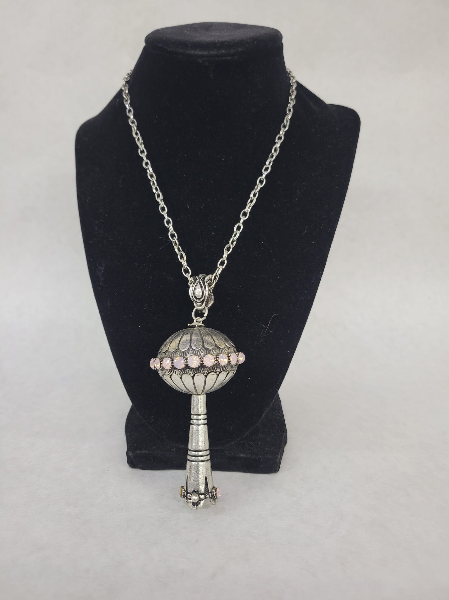 Rhinestone Adorned Abstract Flower Necklace
