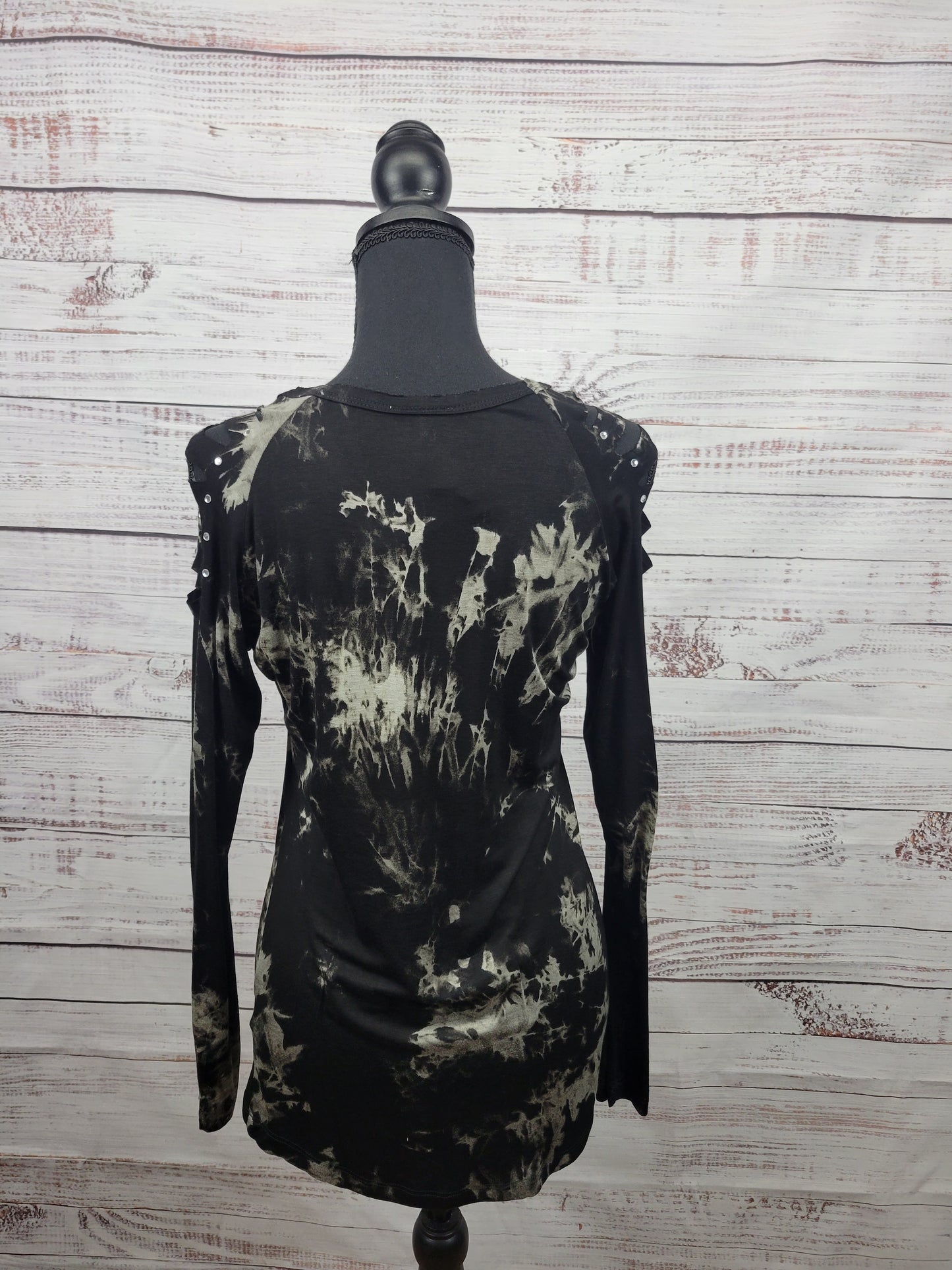 Vocal V-neck Cold Shoulder Tie Dye Tunic Top