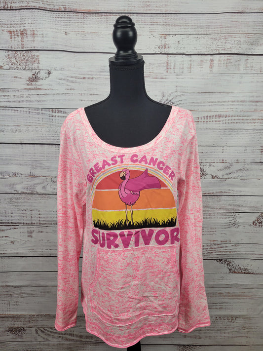 Outlaw Faith Wear Breast Cancer Survivor Pink Flamingo Shirt