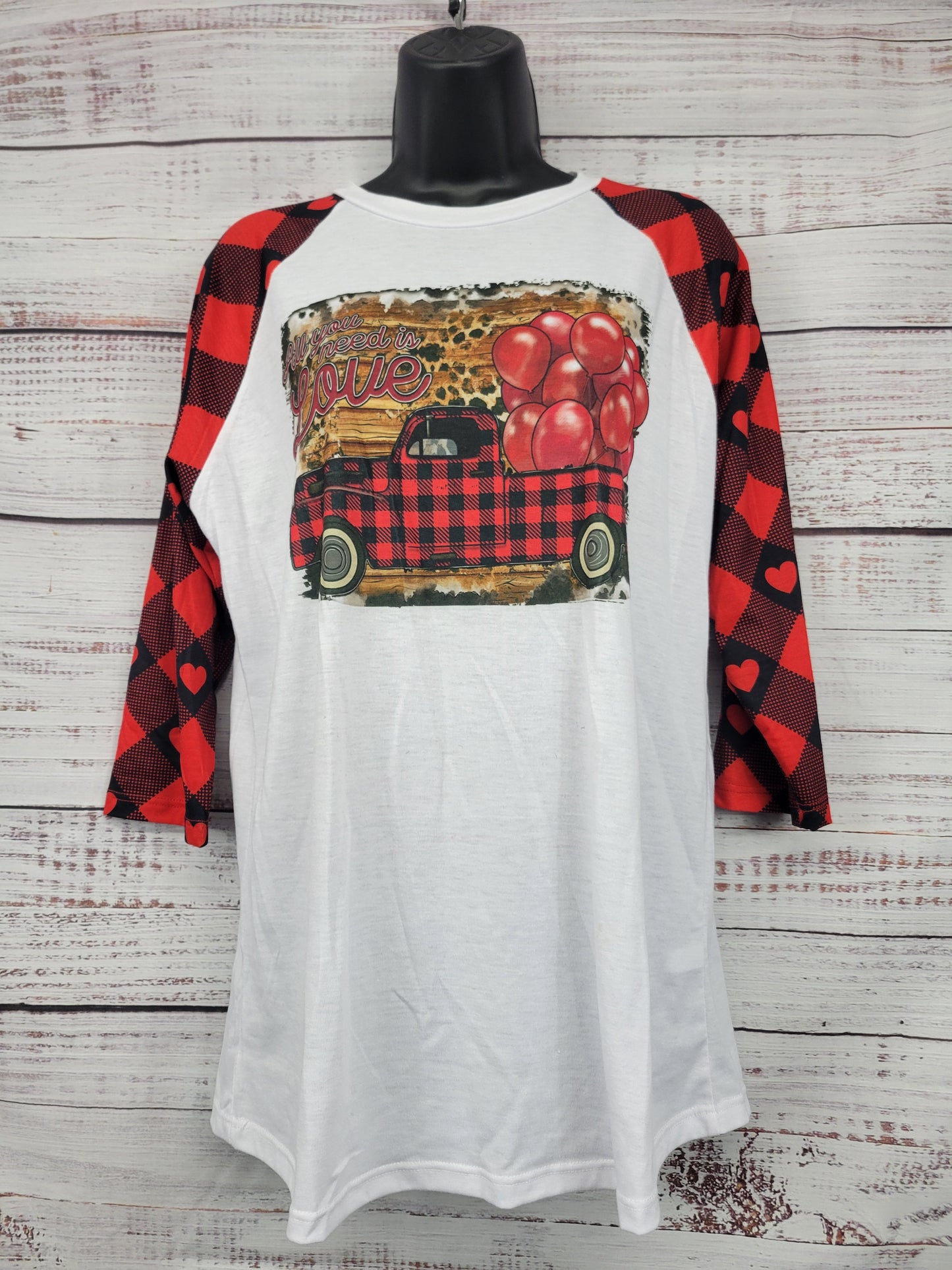 Buffalo Plaid Long Sleeve "All You Need Is Love" T-shirt