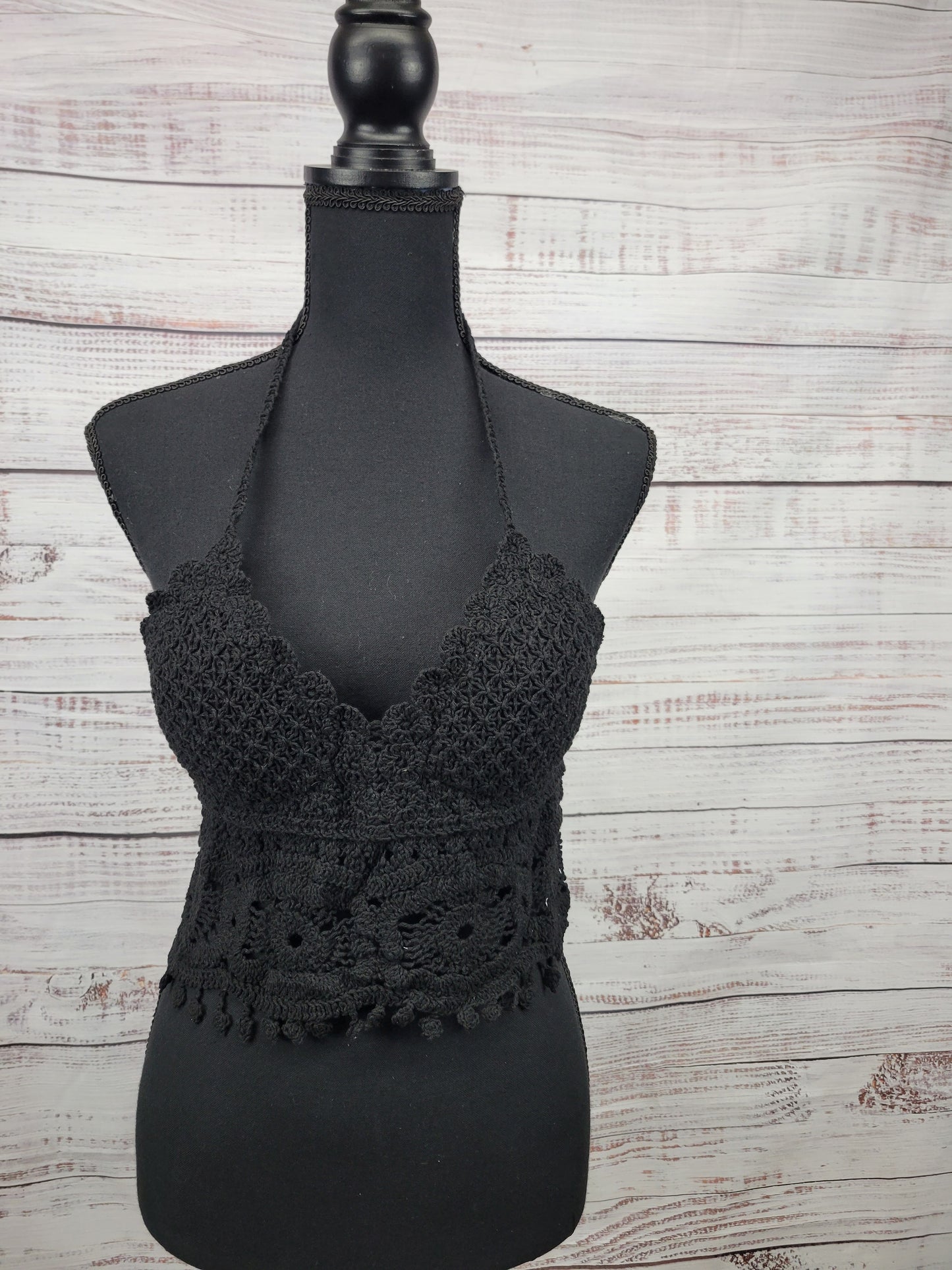 ADORA Halter Neck Open Back Crochet Tank Top