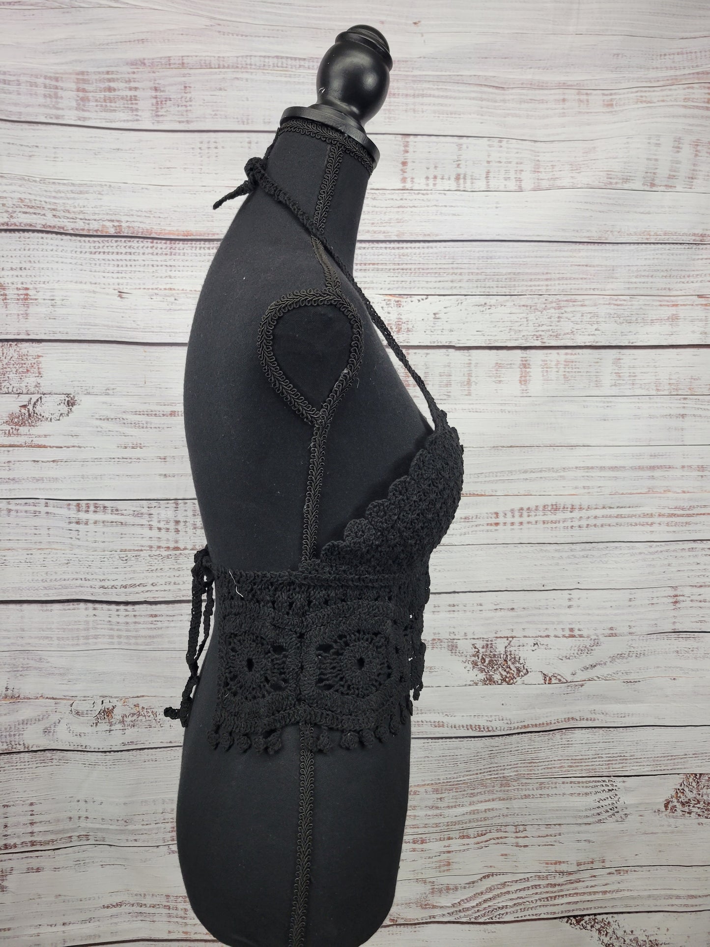 Adora Halter Neck Open Back Crochet Tank Top