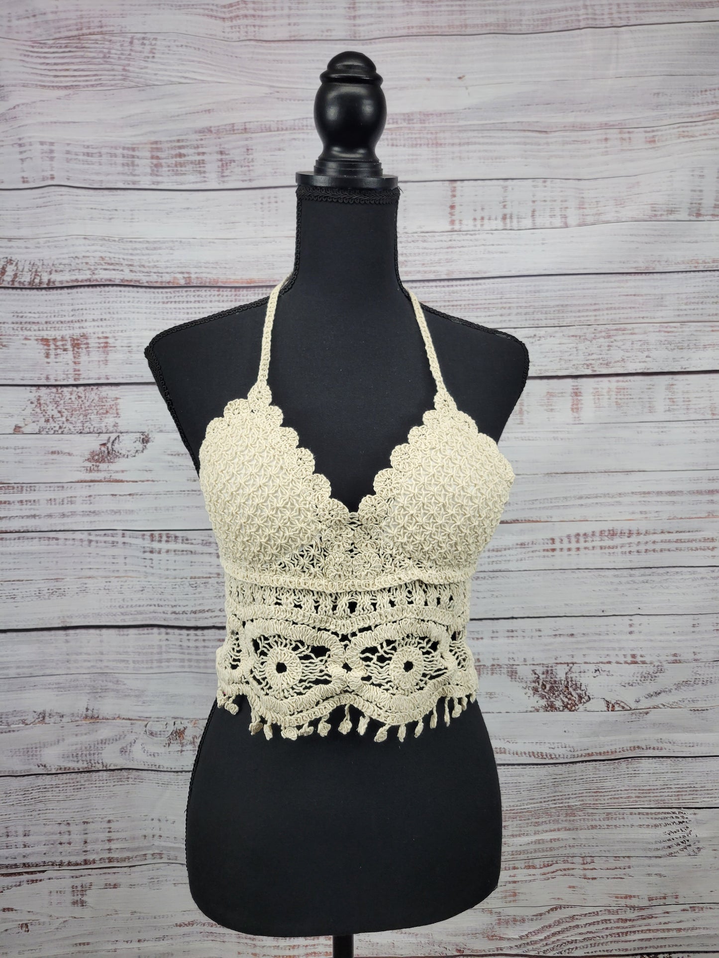 Adora Halter Neck Open Back Crochet Tank Top