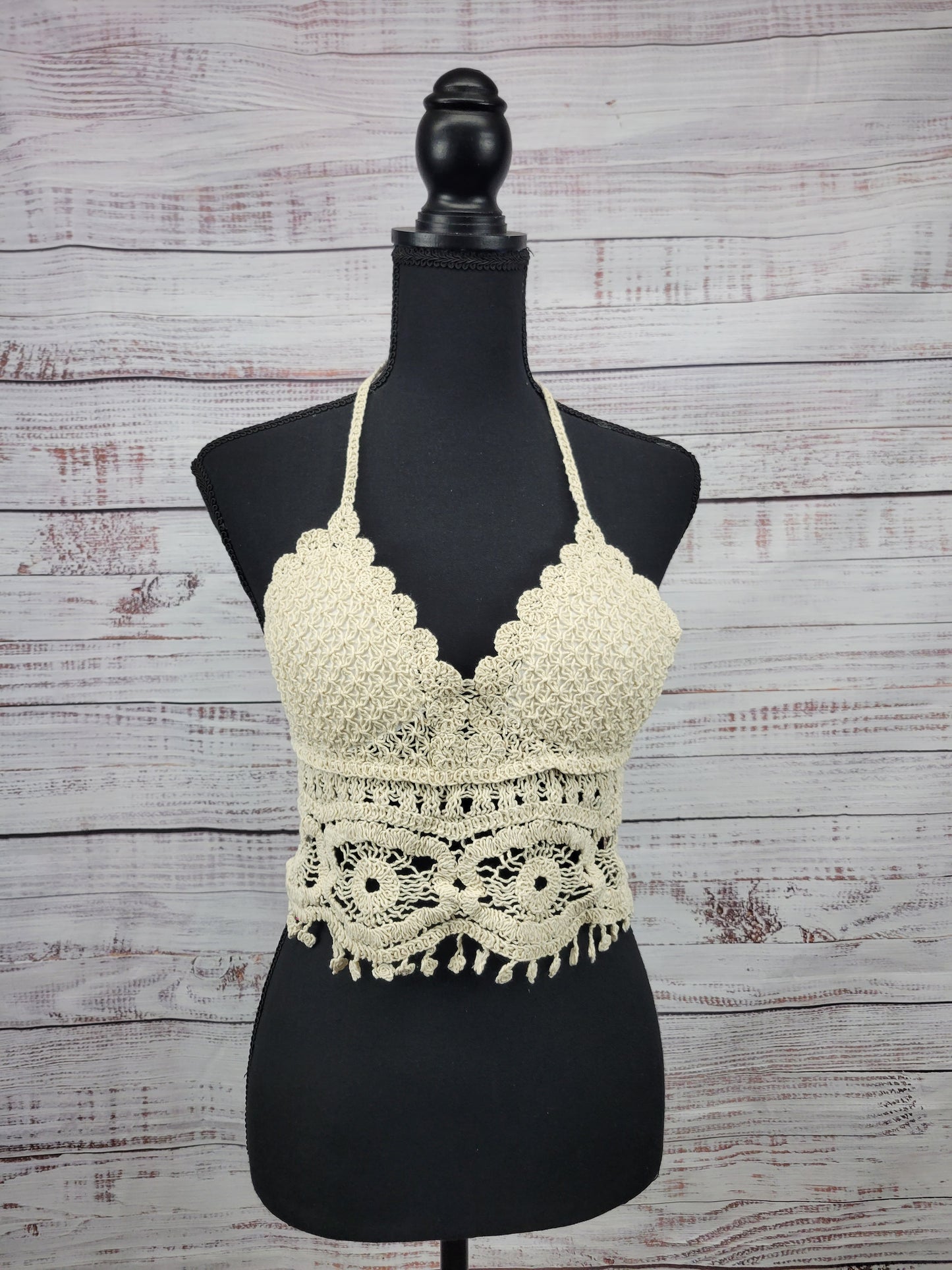 ADORA Halter Neck Open Back Crochet Tank Top