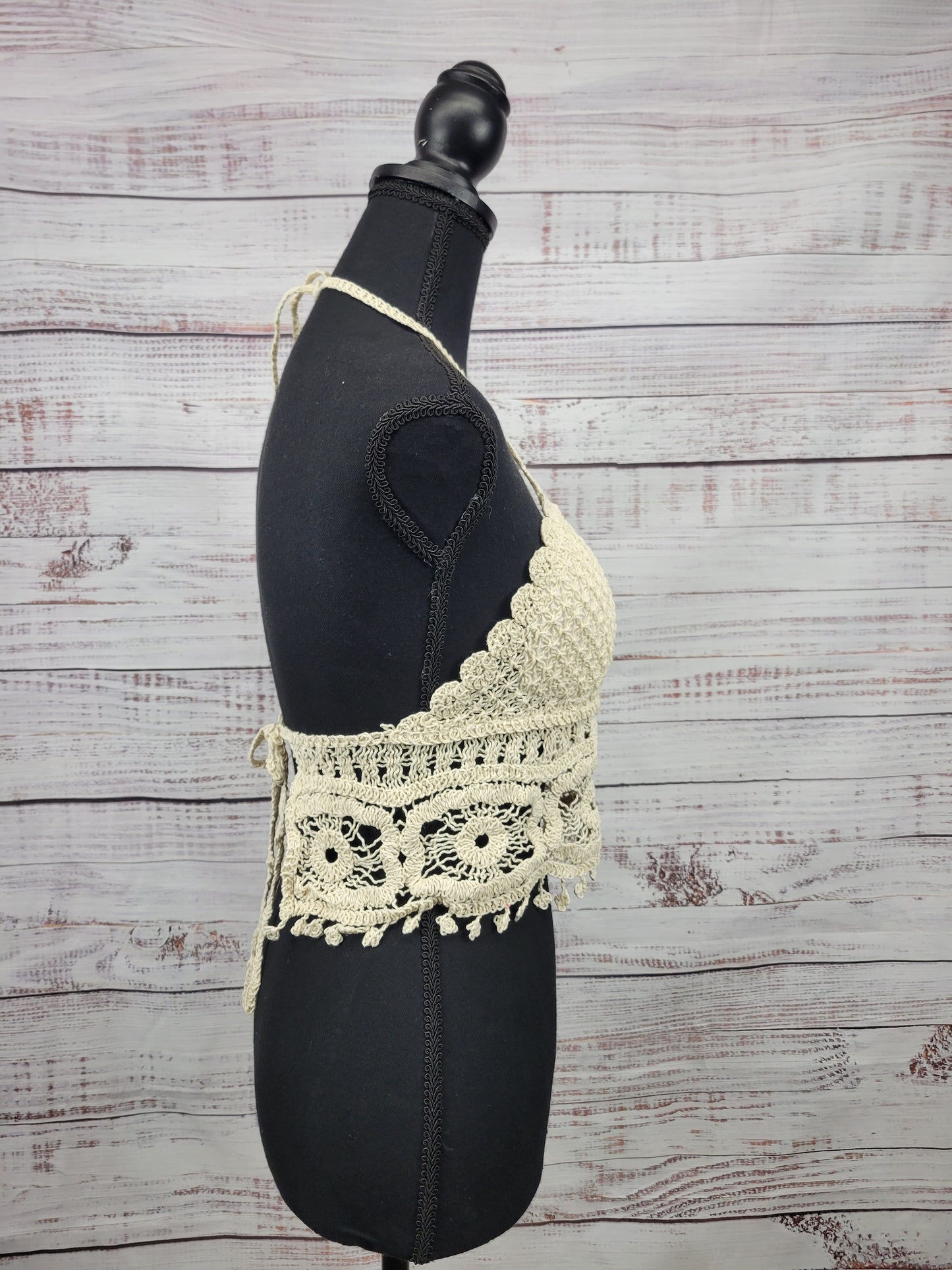 Adora Halter Neck Open Back Crochet Tank Top