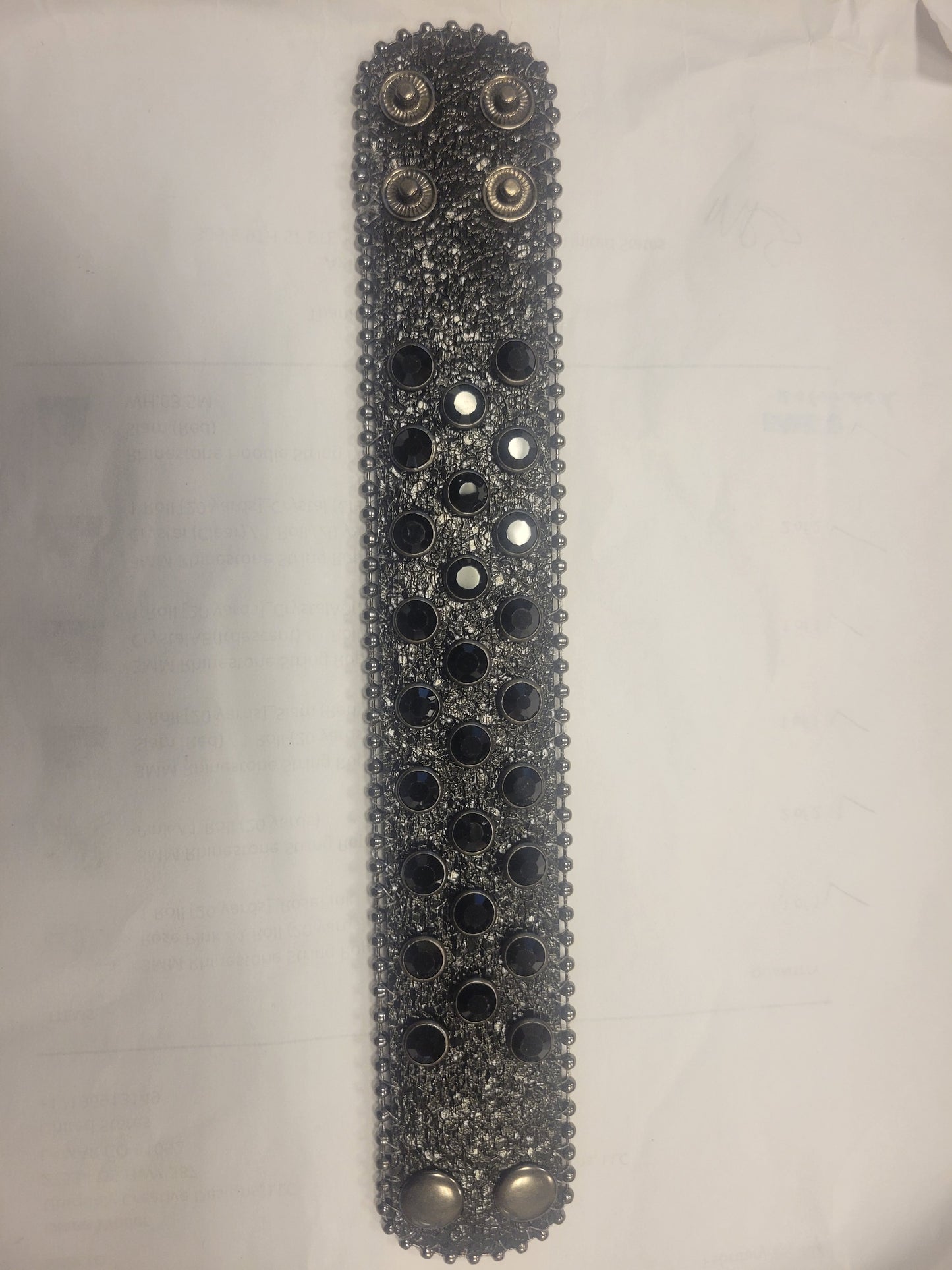 Big Black Crystal Rhinestone Leather Bracelet