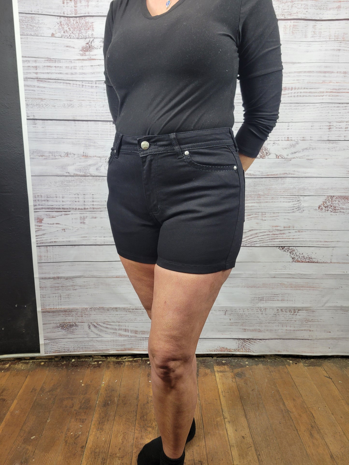 HY Black Jean Shorts