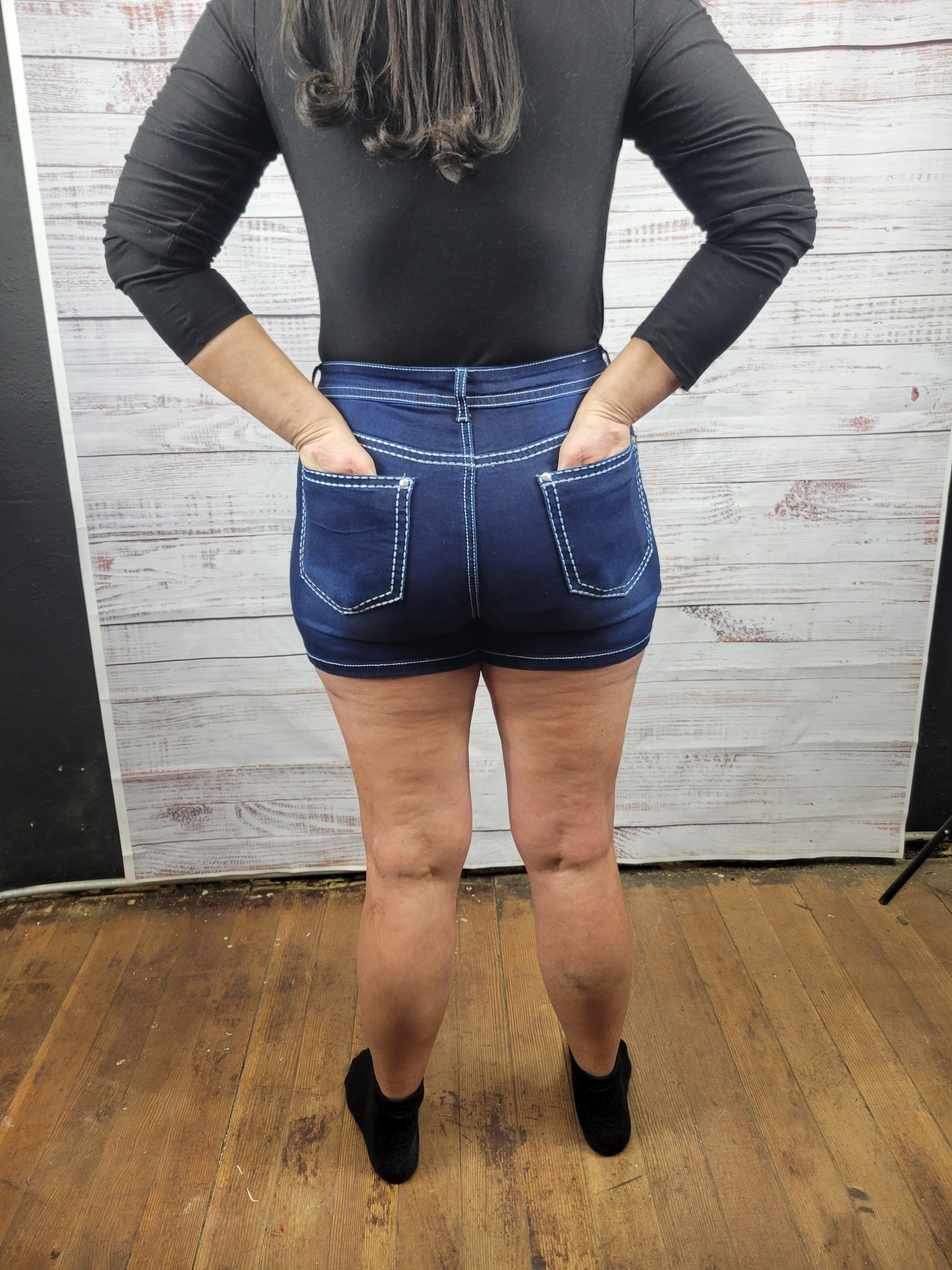 HY Double Stitch Jean Shorts