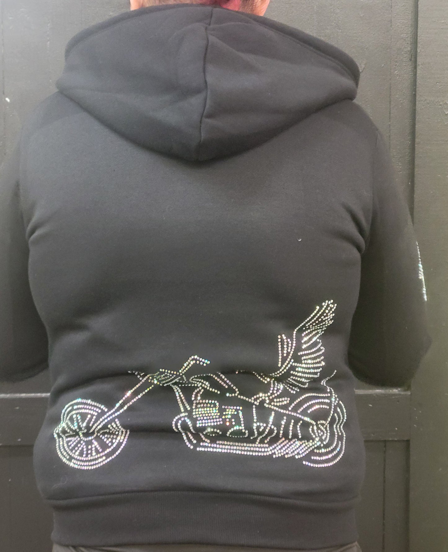 Rhinestone Motorcycle Eagle Hoodie