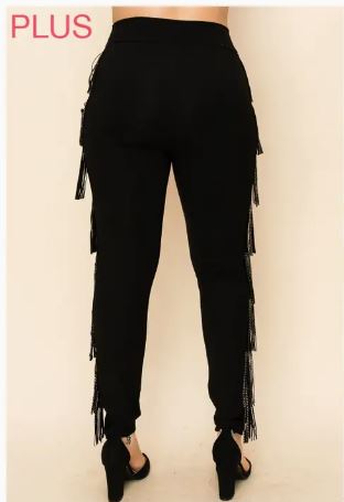 Vocal Multi Layered Rhinestone Fringe Side Detail Leggings