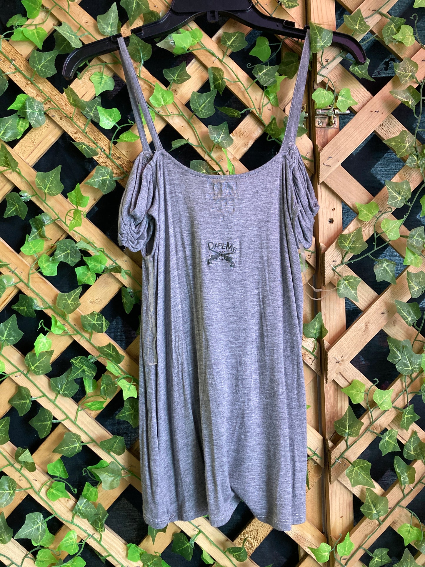 Dare Me Wear Pink Floral Skull Poker Cold Shoulder Top