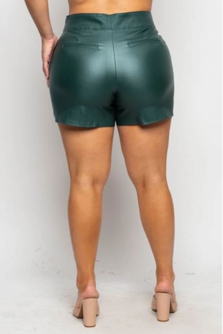 Curve Market PU Leather Coated Shorts