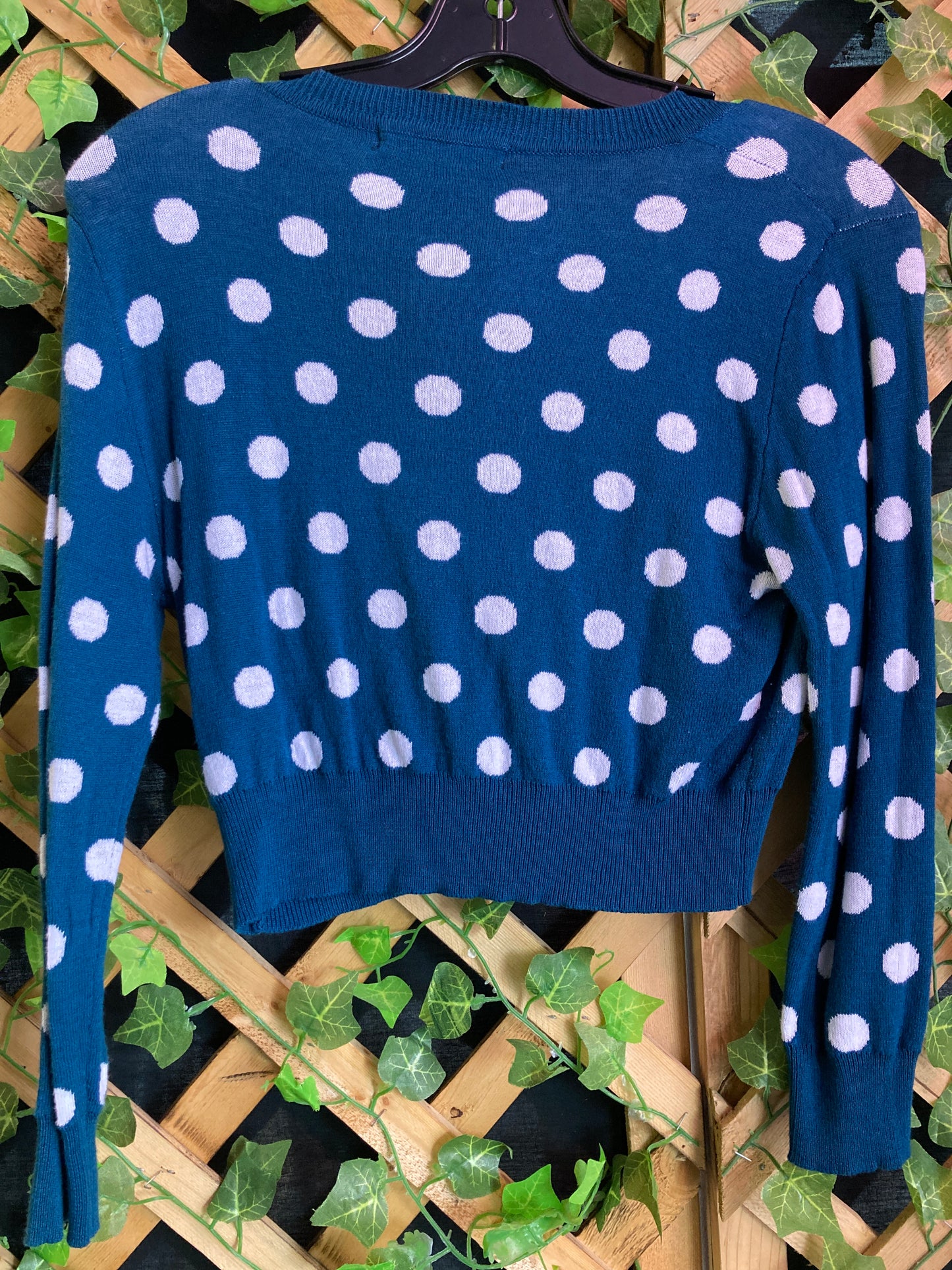 Ye Mak White Poke A Dot Crop Top Sweater