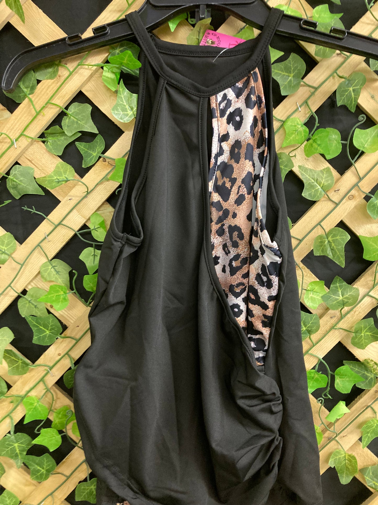 Halter Neck Cheetah Print and Black Shirt