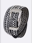 Rhinestone Studded Leather Belt