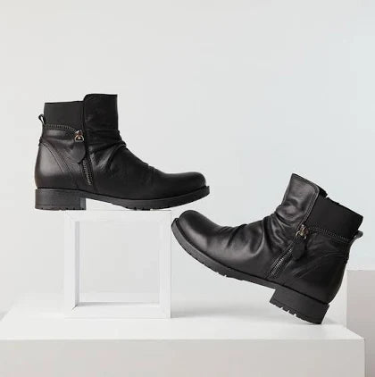 Abel Black Leather Bootie