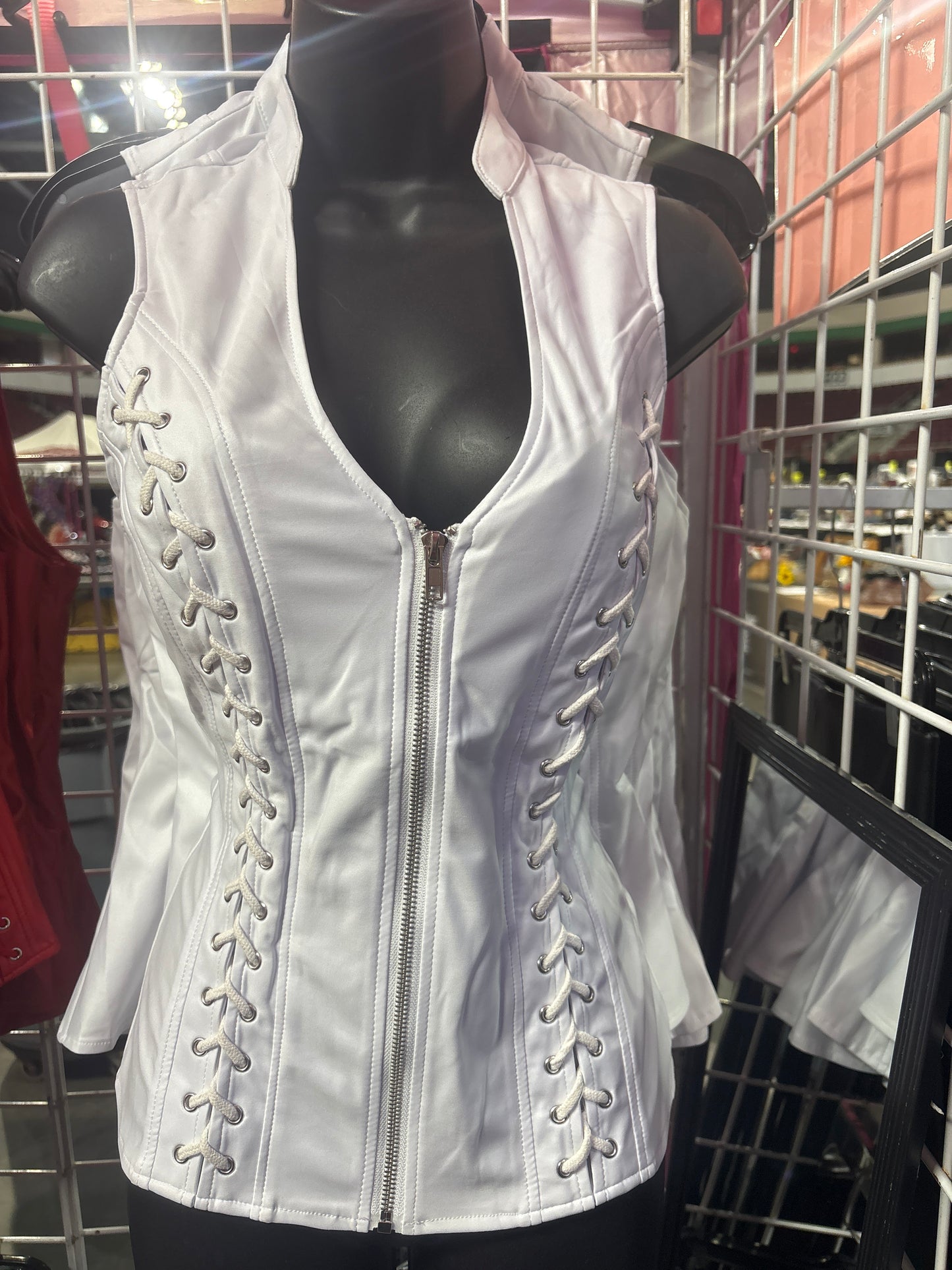Front Zip Up Detail Corset Top