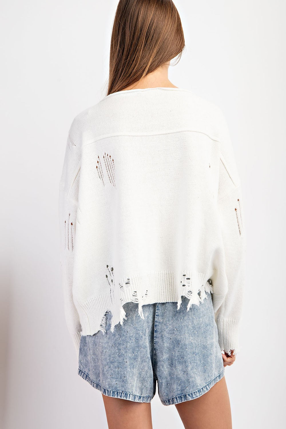 Distressed American Flag Long Sleeve Swearer