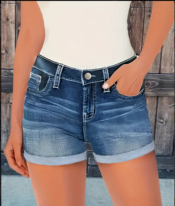 Chic Embroidered Flag Denim Shorts