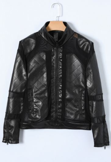 LA Society PU Mesh Motto Jacket