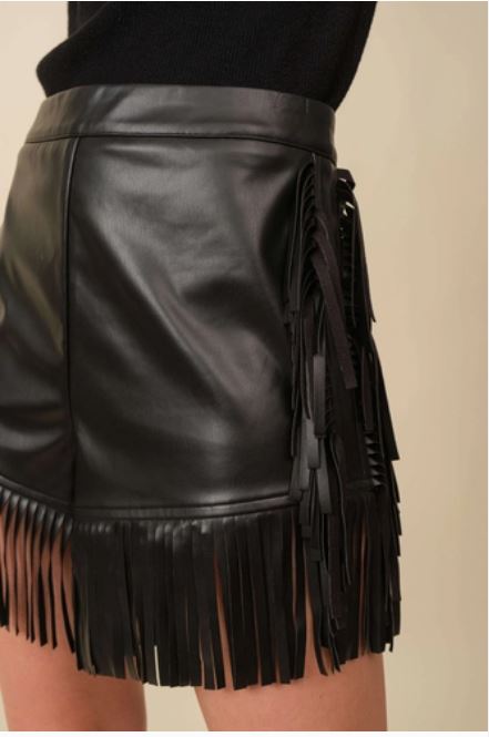Main Strip Western Fringe Leather Shorts