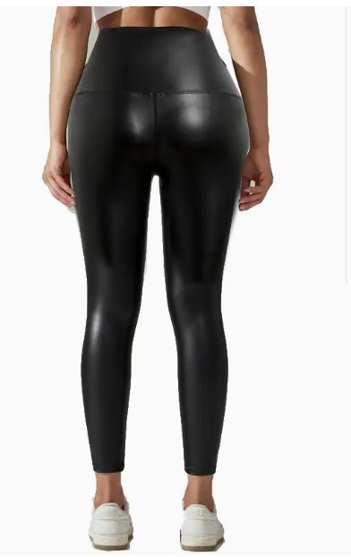 Color 5 Faux Leather PU High Waist Faja Hook Body Shaper Leggings