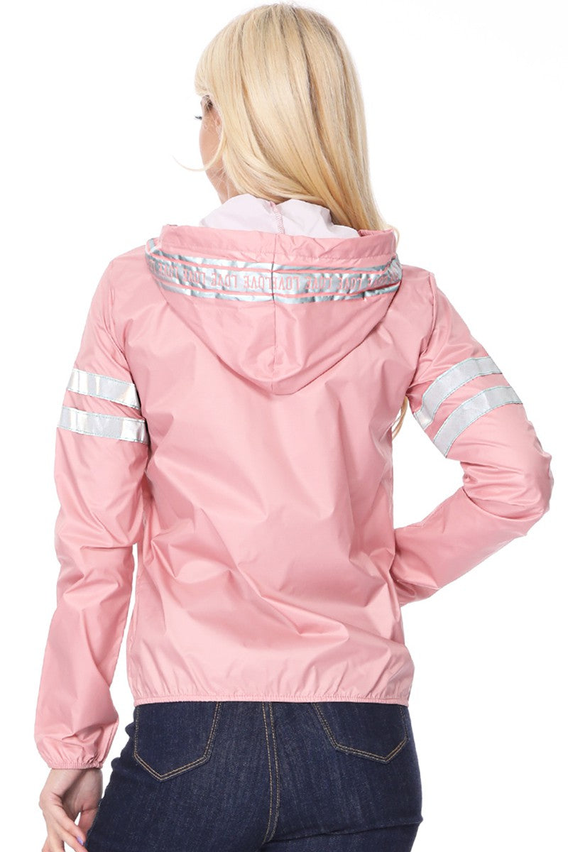 Water Repellent Jacket With Love Tapping On Hood