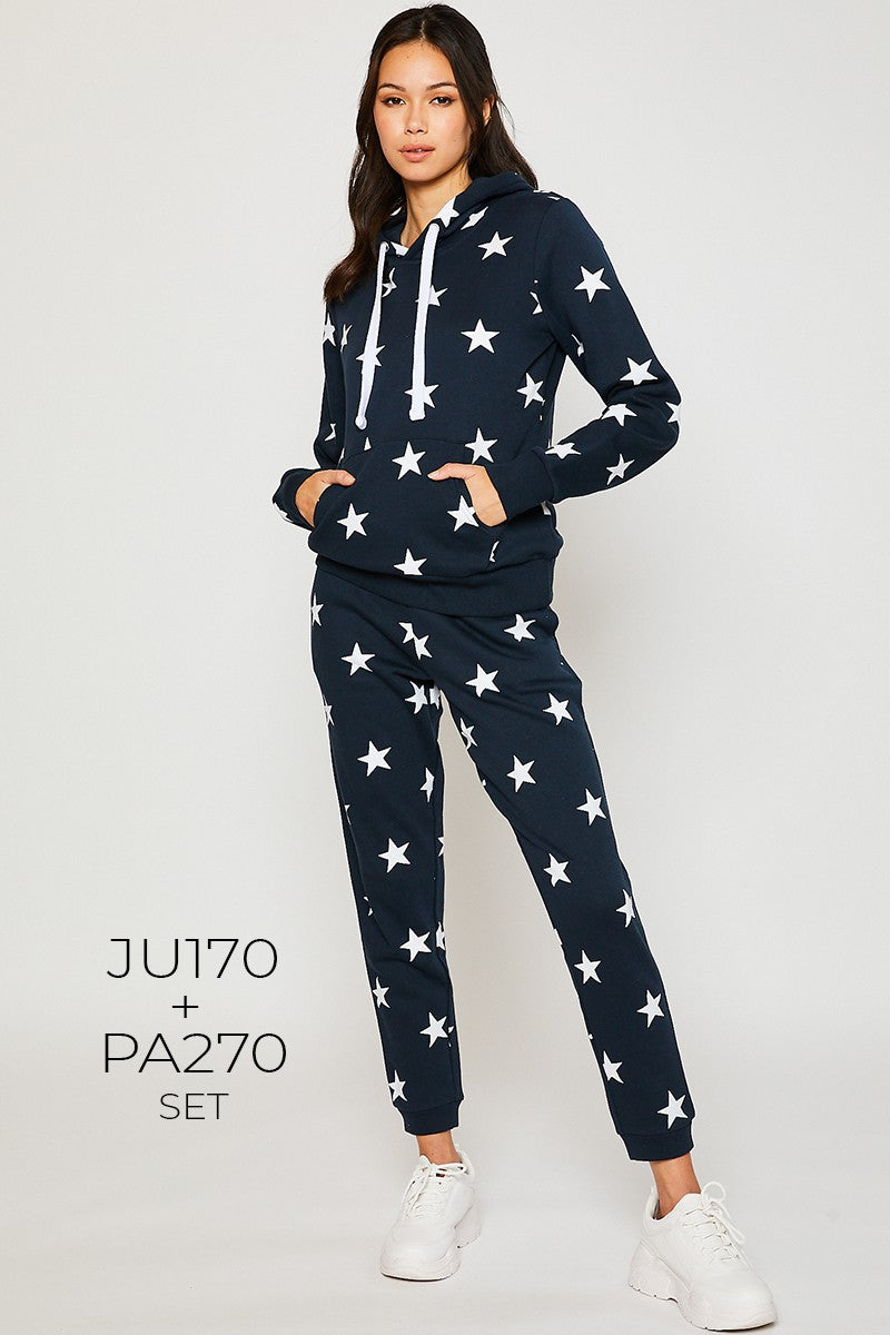 Fleece All-Over Star Print Pullover Hoodie