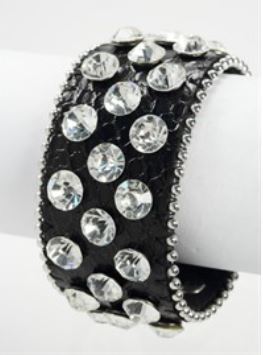 Big Crystal Rhinestone Leather Bracelet