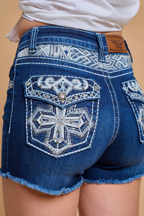 Westfield Eagle Embroidered Embellished Pocket Stretchy Shorts