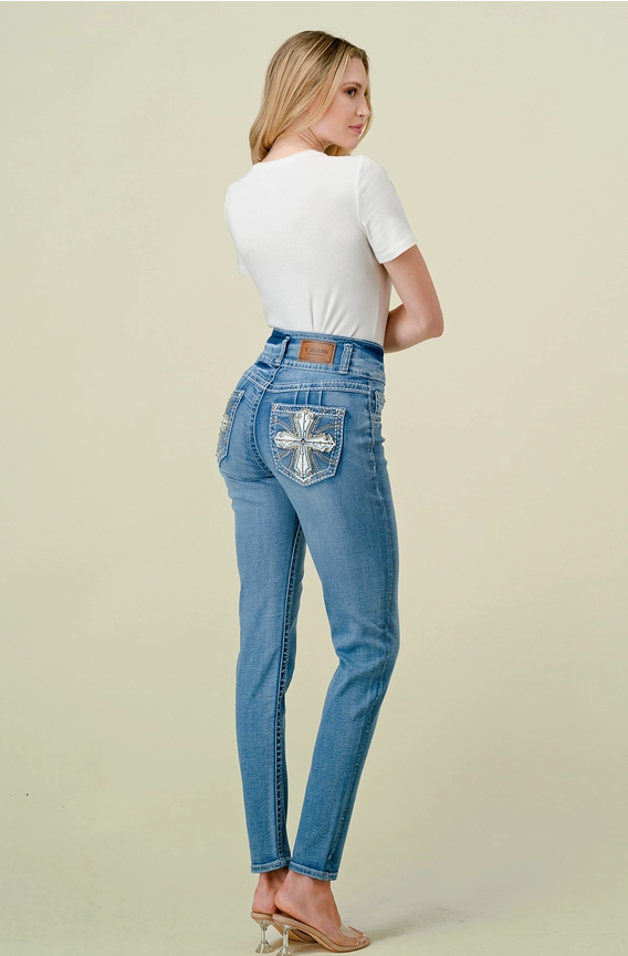 Skinny Embroidered & Embellished Women's Jeans A-42