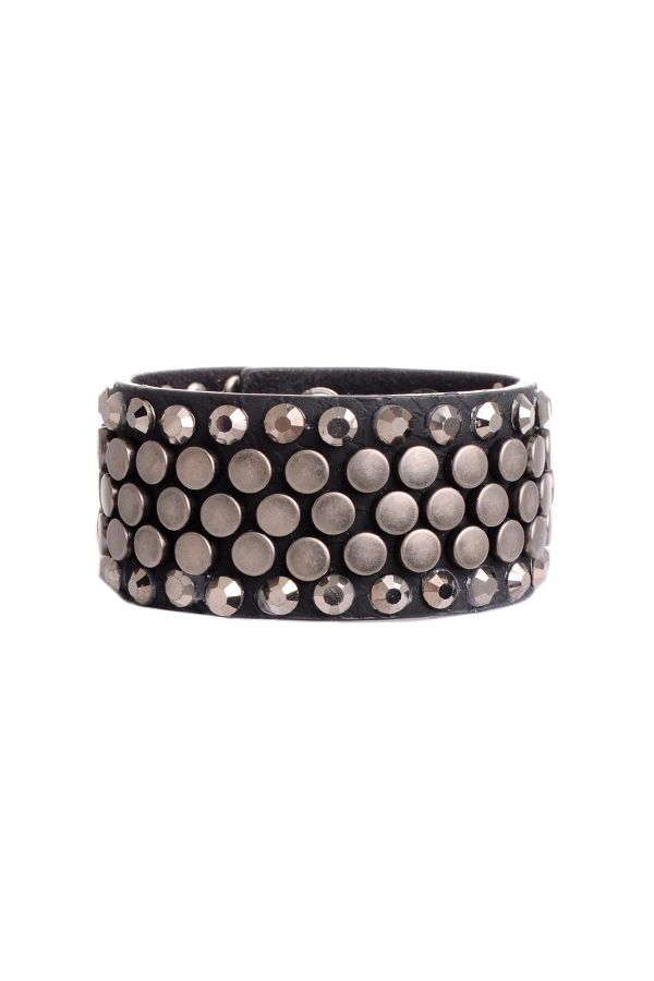 Rhinestone Studded Leather Bracelet