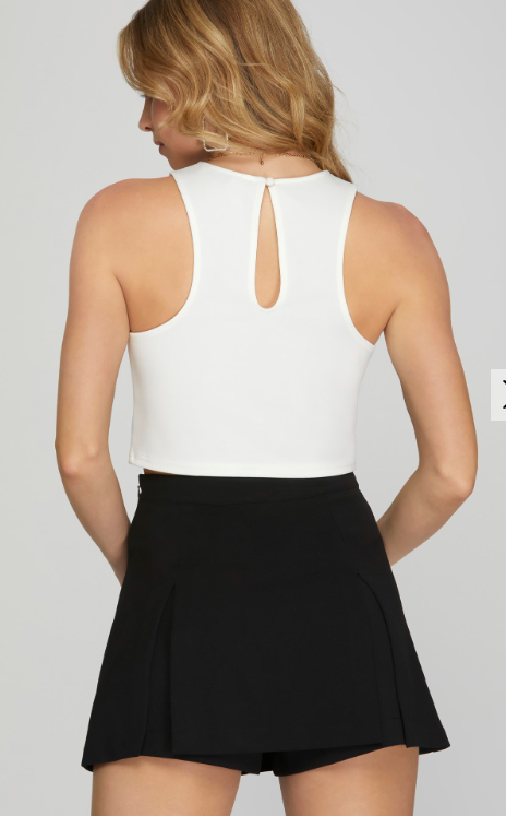 Pleated Heavy Knit Mini Skort