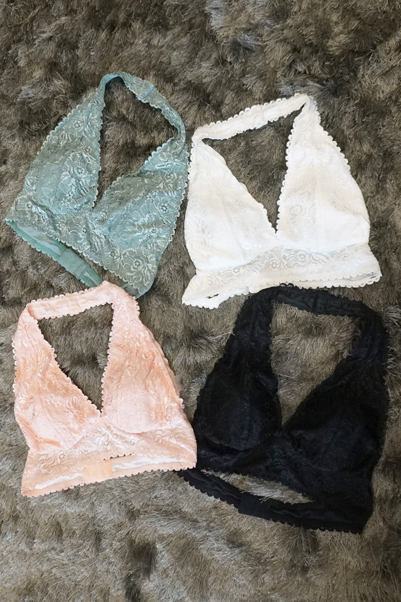 Bralette with Halter Neckline and Lace Detailing