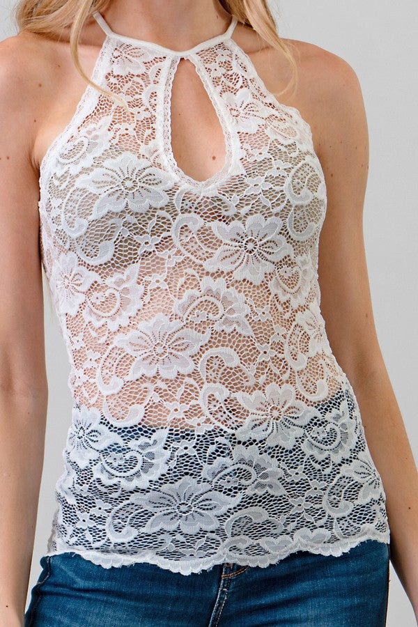 Lace Keyhole Cami Top