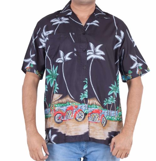 India Boutique Men's Hawaiian Shirt With Motorcycles