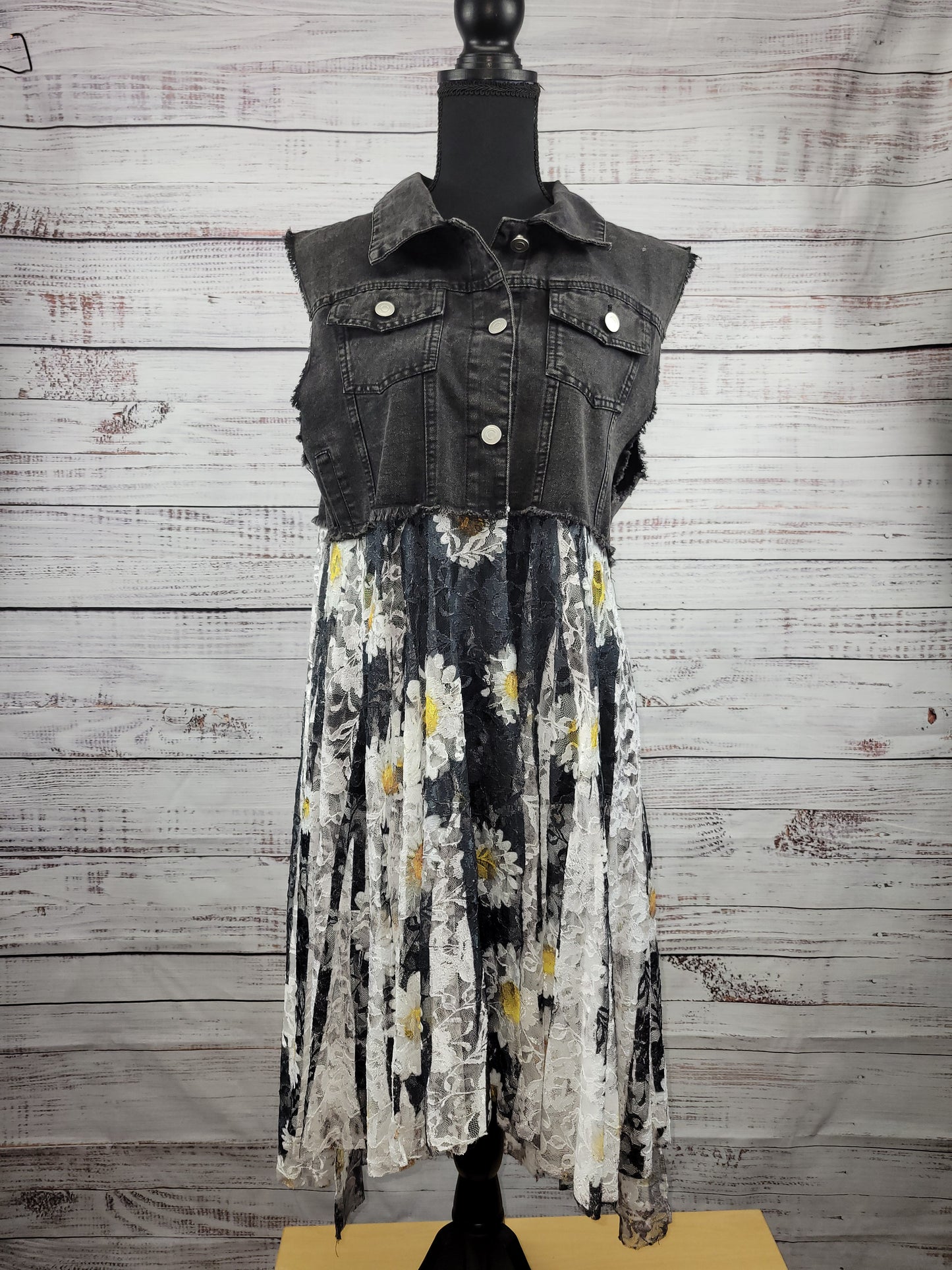 Origami Denim Vest Sunflower