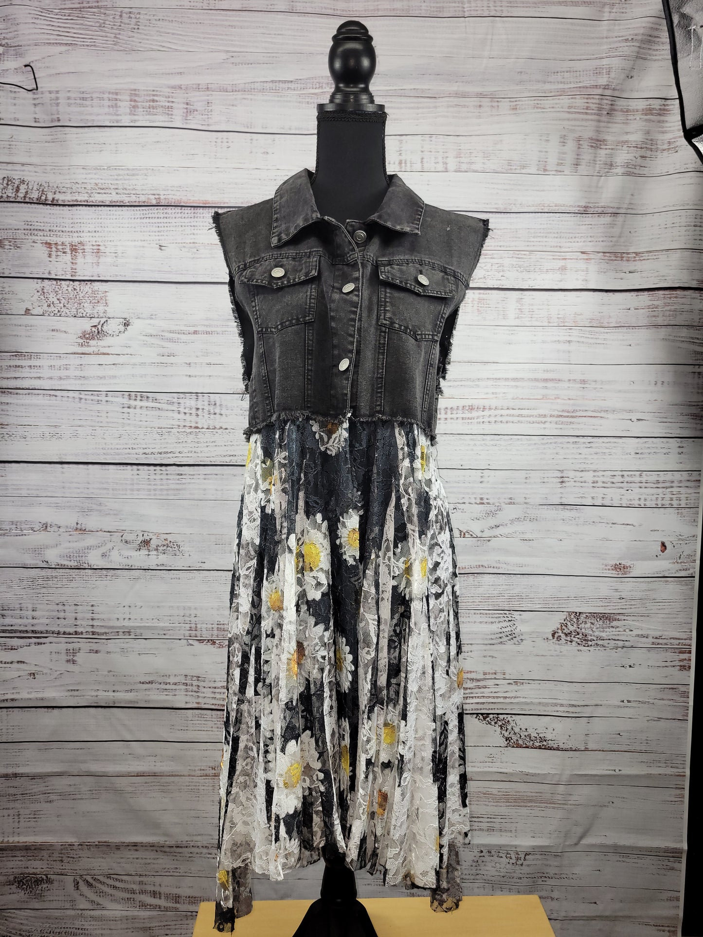 Origami Denim Vest Sunflower