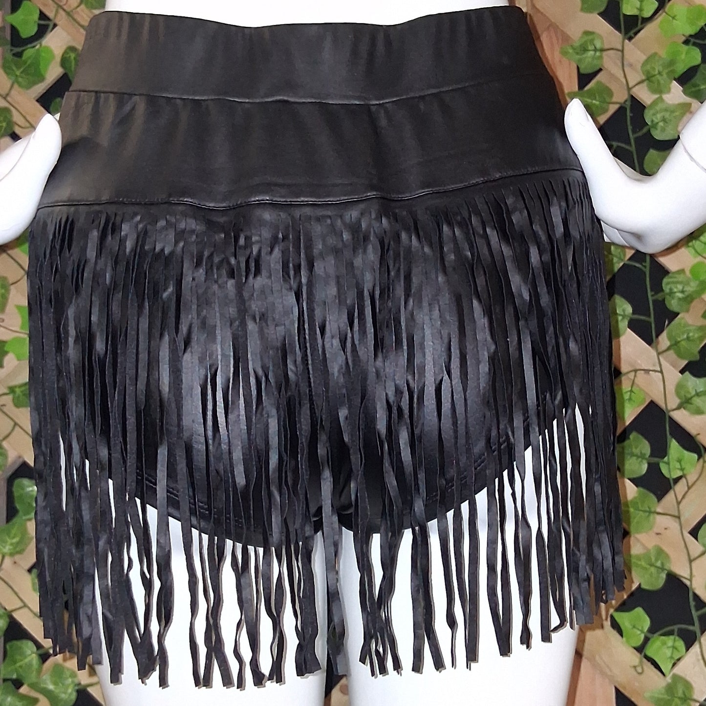 Fringe Leather Shorts