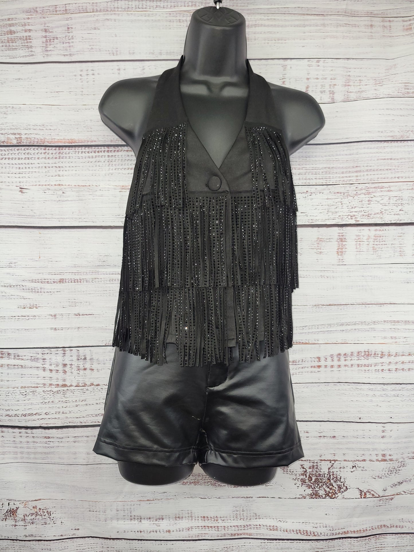 ChaCha Rhinestone Fringe Crop Vest