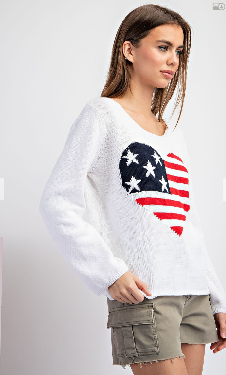 American Heart Flag Sweater Top