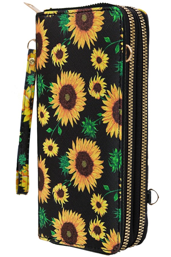 Sunflower Crossbody Continental Wallet