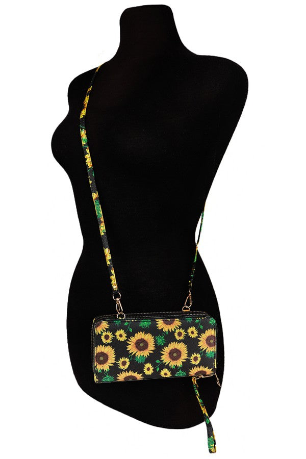 Sunflower Crossbody Continental Wallet